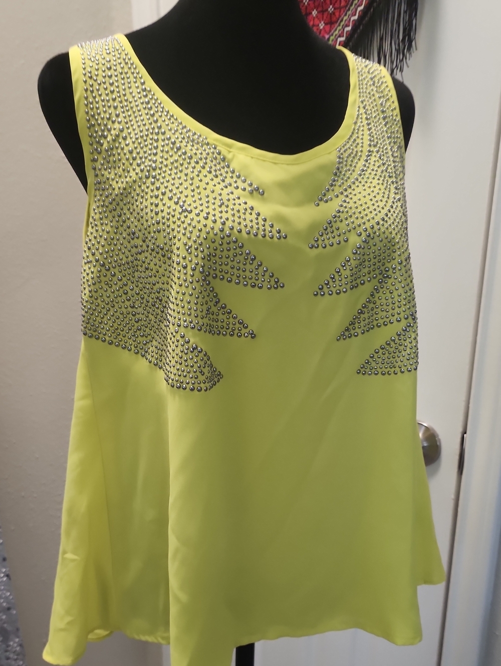 Timing Neon Yellow Studded Sleeveless Camisole
